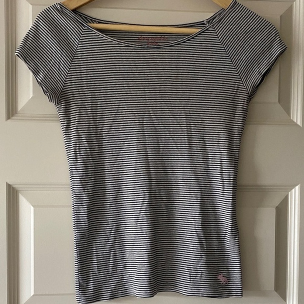 abercrombie kids Black & White Striped Short Sleeve Tee